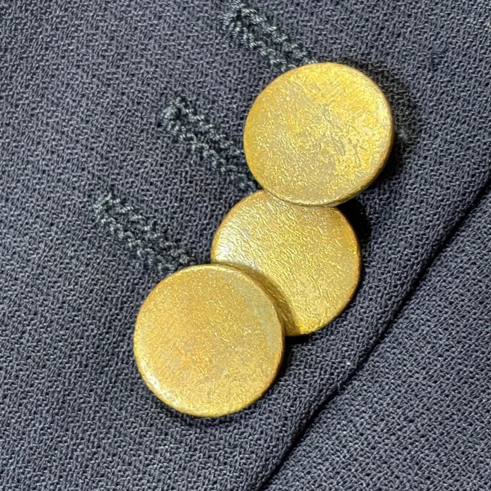 Vintage Italian Luxury Armani Collezioni Navy 100% Wool Blazer 44R Gold Buttons